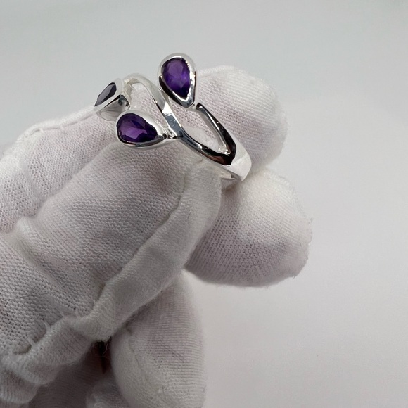 Genuine Amethyst .925 Sterling Silver Ring - Picture 4 of 16